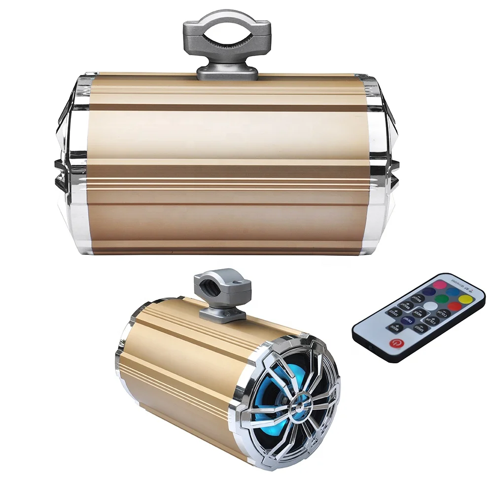 

Marine BT Wakeboard Tower Speakers Blue Oxidized Aluminum Enclosure With Chrome Grill And Big Bass DBS65