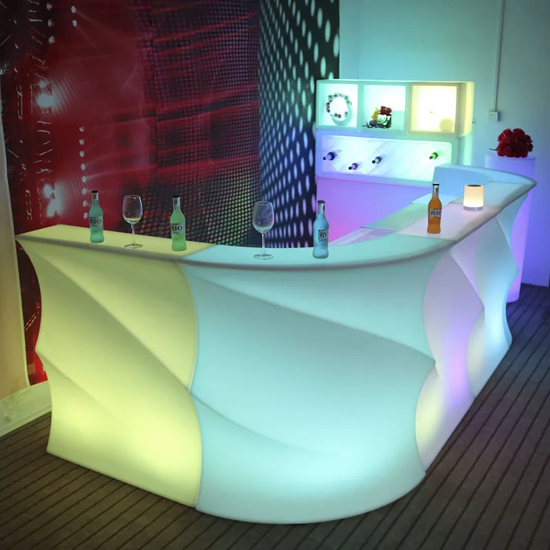 Mostrador de bar móvil con led brillante personalizado, Mostrador de bar portátil, conjunto de muebles móviles iluminados, fiesta, eventos, boda, cóctel, tabl