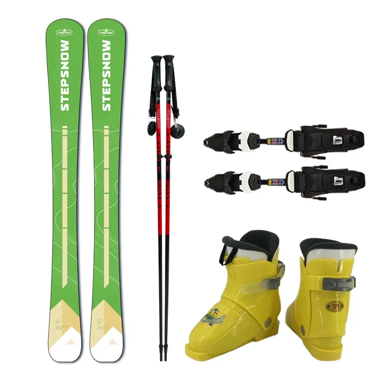 Professional Factory Wood Construction Skis Set Ski Bindings Ski Poles for Sport Freestyle Use for Children