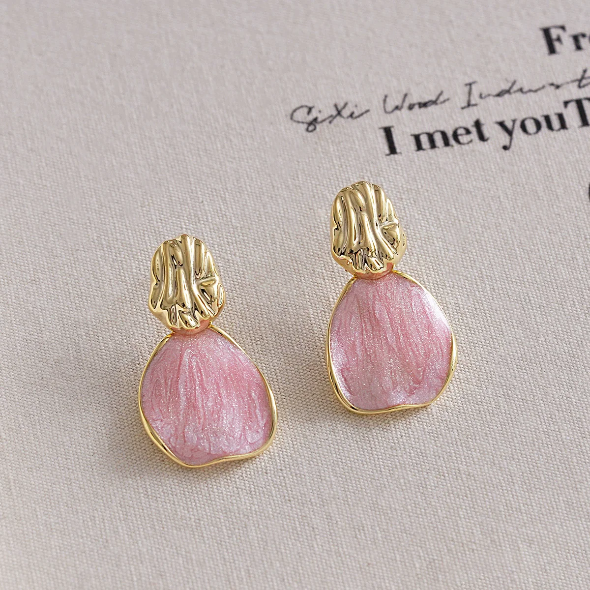 الوردي المينا قطاع النفط استرخى أقراط للنساء الذهبي المعادن غير النظامية هندسية شخصية إسقاط أقراط مجوهرات الحفلات هدية #6