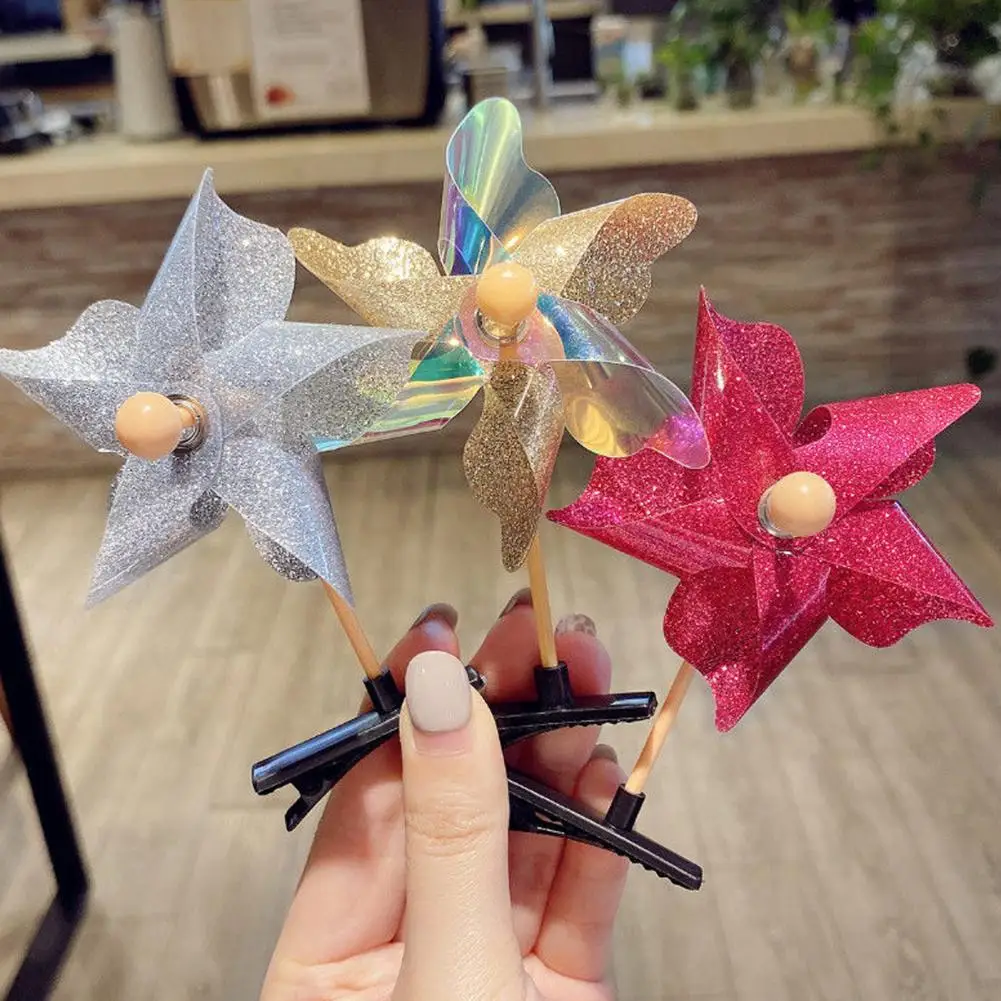 5/6/10/20Pcs Colorful Rotating Windmill Hairpins Girl Anti-slip Windmill Decor Hair Pin Decorative Lady Hairpin Hair Accessories