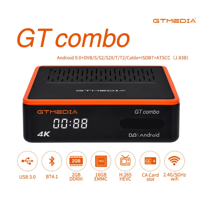 GTMEDIA GTCOMBO Android DVB- S2X T2 Cable ISDBT-T ATSC-J.83B Satellite TV Receiver Support CCCAM, NEWCAM, MGCAM