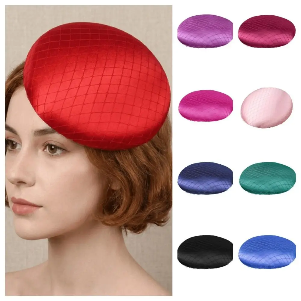 Solid Color Fascinator Base Wide Brim Headpiece Masquerade Top Hat 1920s Hair Accessories Multiple Colors Mesh Hat