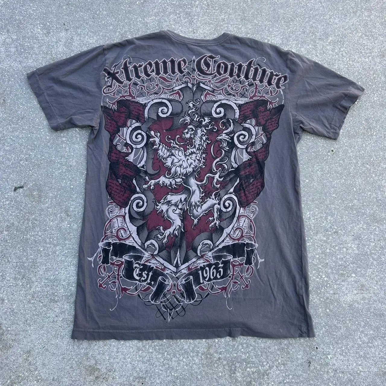 Trendy Y2K Goth Men's Skull Cross Wings Graphic Tee Retro Streetwear Oversized T-Shirt Casual Short Sleeve Top Xtreme Grey