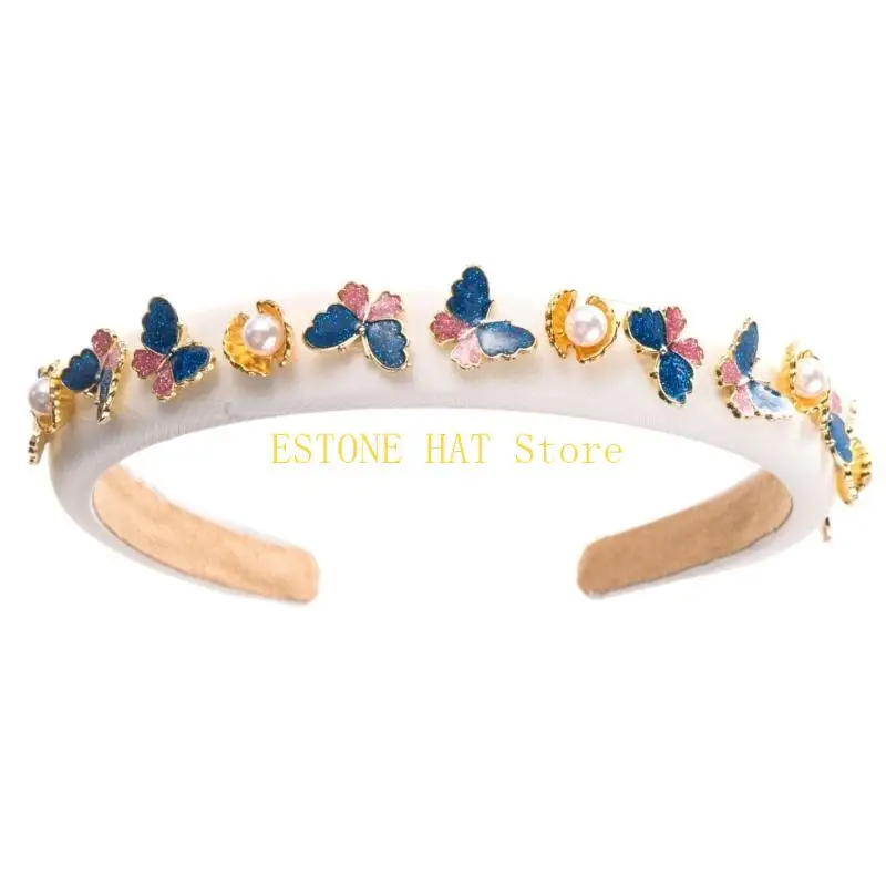 

49MF Butterfly Cinded Hoop для женской свадебной жемчужной для волос вечеринки повязка на голову.