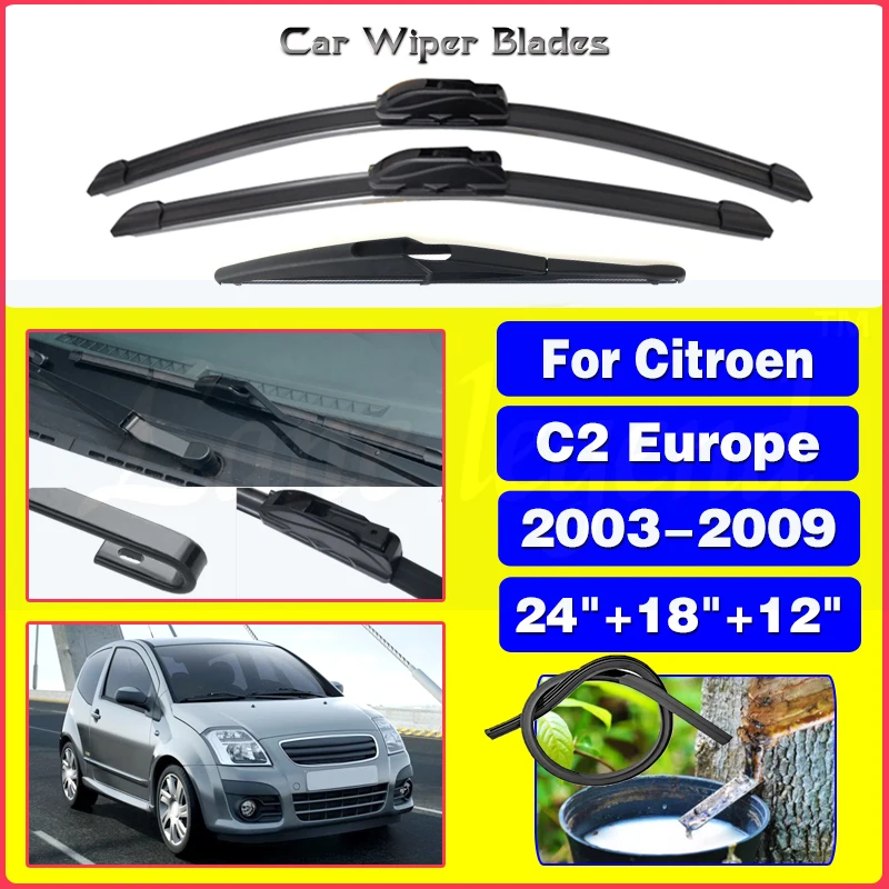 

Wiper Front Rear Wiper Blades Set Kit For Citroen C2 Europe 2003 - 2009 Windshield Windscreen Window Rain Brushes 24"+18"+12"