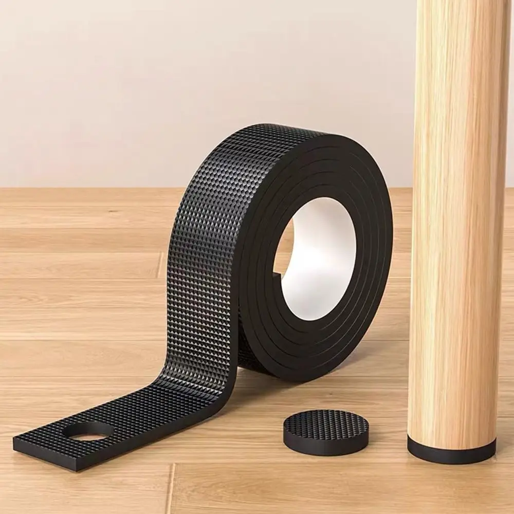 1Roll Furniture Leg Pad Self Adhesive Anti Slip Rubber Strip Tape 3/4/6mm Thickness Mute Waterproof Furniture Floor Protector