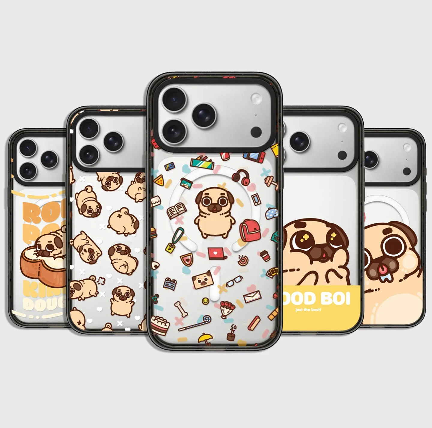 Cartoon Pug Impact Black Border Magnetic Cover for IPhone 12 13 14 15 16 17 Pro Max Case for IPhone 17 Air