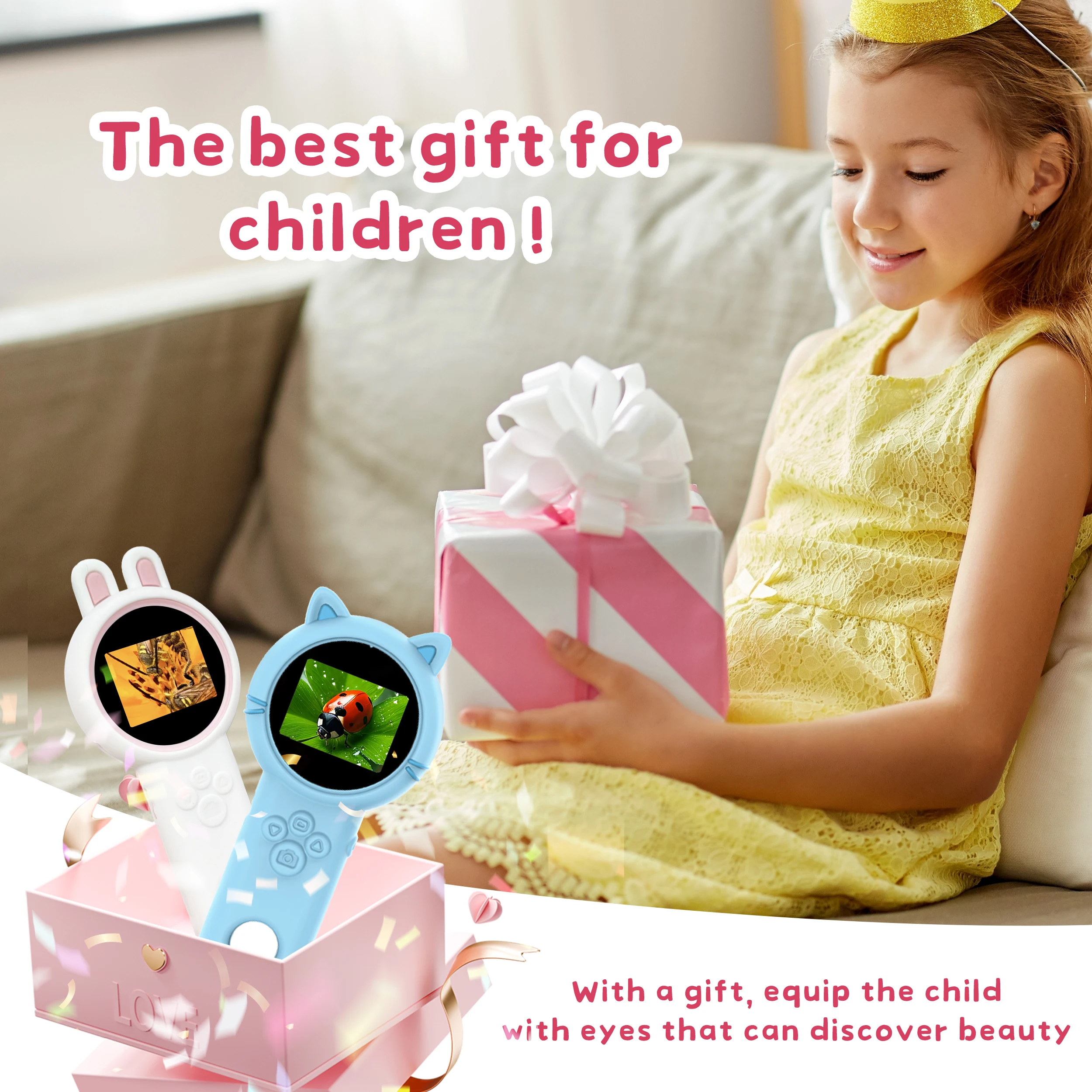 Pocket Microscope Kids 500X Science Toy With Photo And Video Function Mini Handheld Microscope Outdoor Children Educational Toy