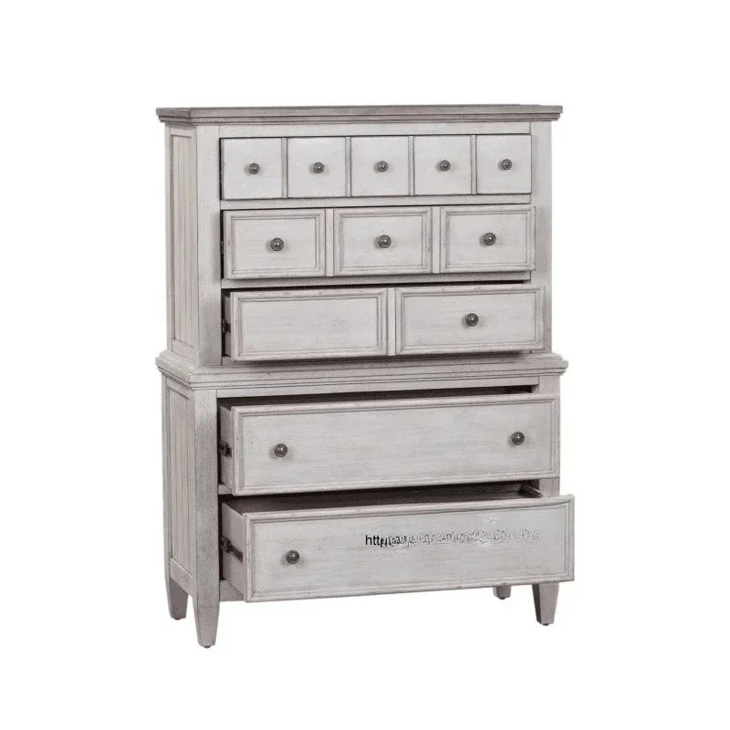

American retro old solid wood chest, bedroom storage storage cabinet, French decorative entrance cabinet