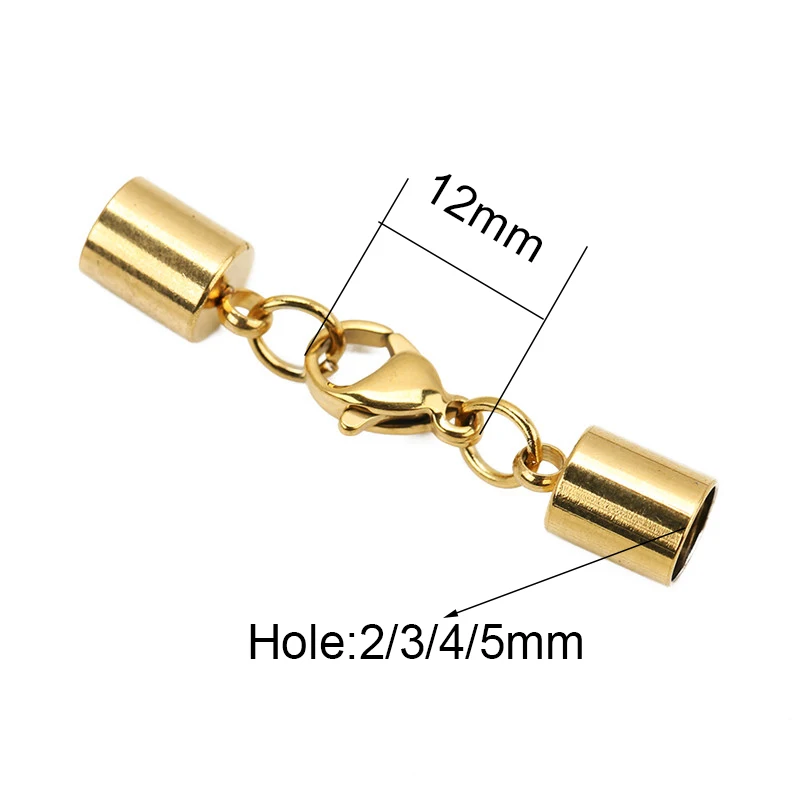 2pcs PVD Never Fade Stainless Steel Necklace Clasps Hooks For 2 3 4 5 mm Round Cord End Bracelet Connectors For Jewelry Making