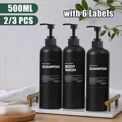 500ML 2/3 PCS Soap Dispenser Refillable Empty Pump Bottle Bathroom Shampoo Dish Liquid Hand Sanatizer Container with 6 Label