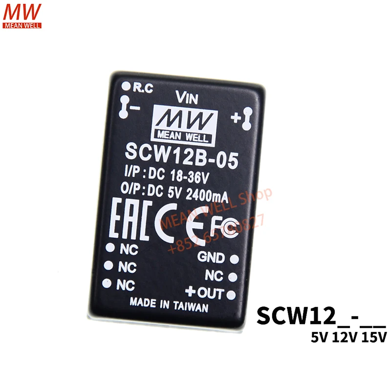 MEAN WELL Switching Power Module 12W DC-DC Regulated Single Output Converter SCW12B-05 SCW12B-12 SCW12B-15 SCW12C-12
