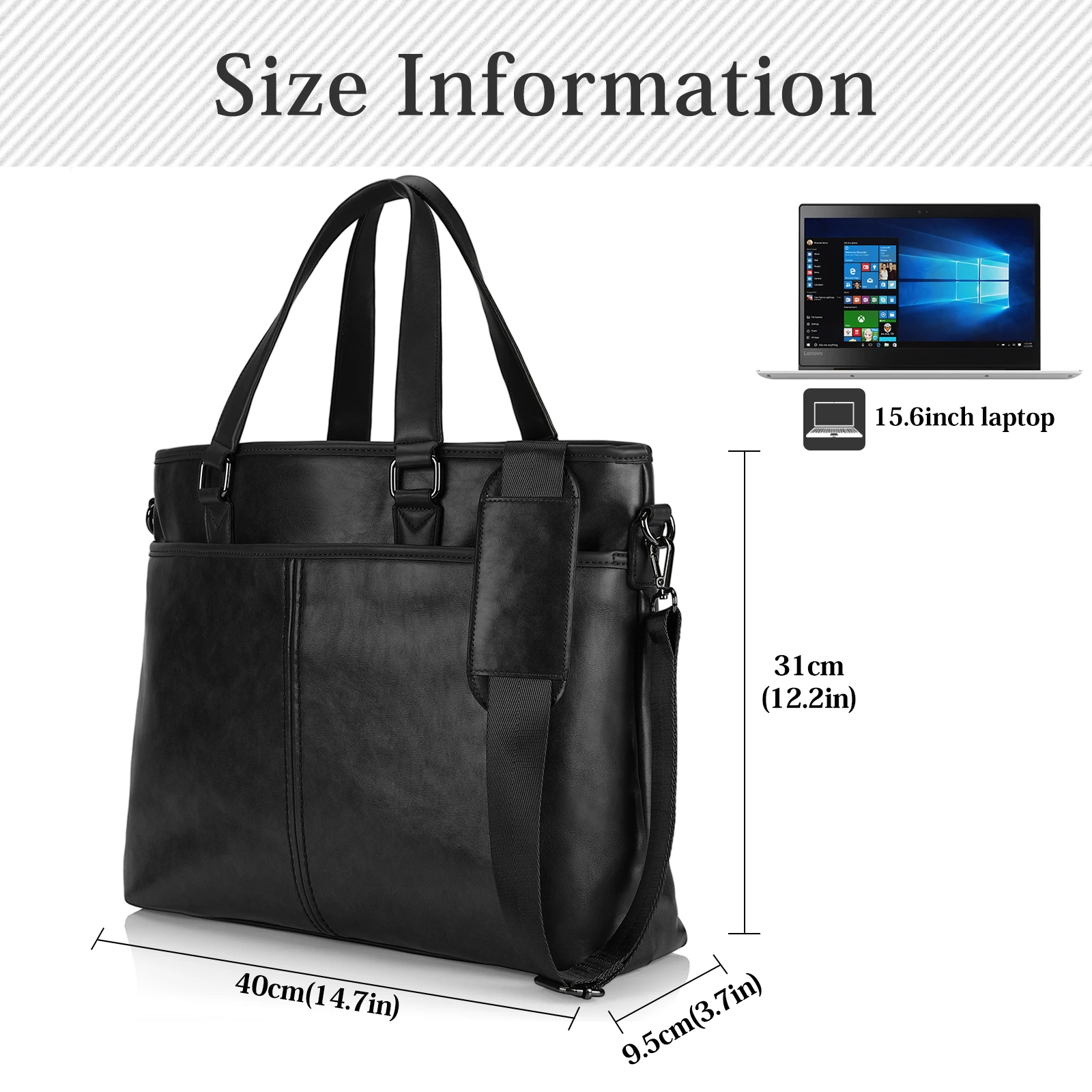 Lubardy Business Travel Tote Bag Leather Tote Bag Large Top-Handle Shoulder Handbag Laptop Waterproof Crossbody Bag