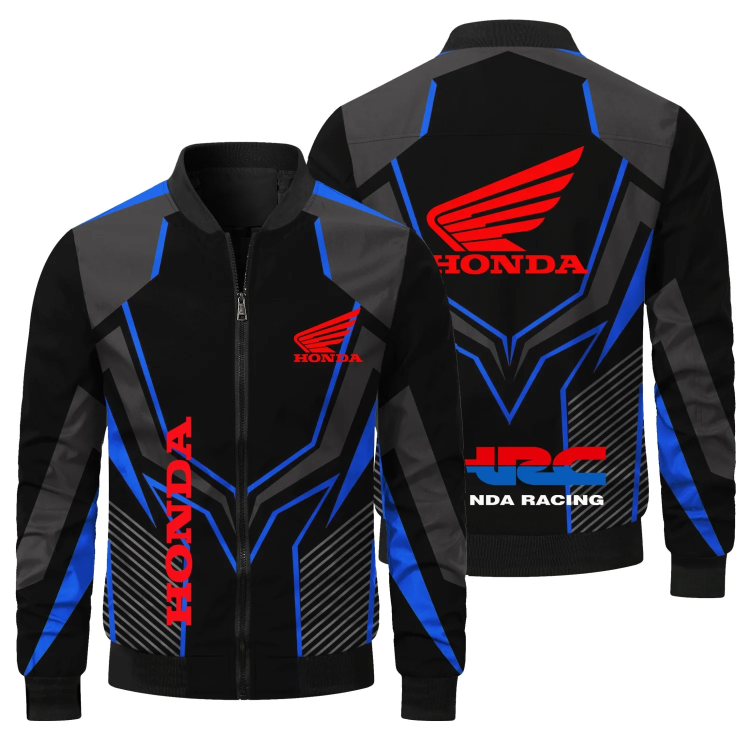 Men's Outdoor Sports Off-road Cycling Jersey Zipper Top 3D Honda Printed Pattern Fashionable Casual Long Sleeved Jacket