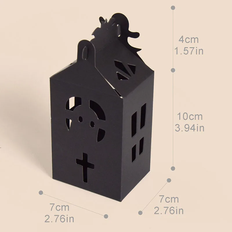 10/20Pcs Schwarz Halloween Bat Haus Candy Boxen Behandeln Papier Geschenk Verpackung Cookies Boxen Container Für Halloween party Dekoration – Detail 2
