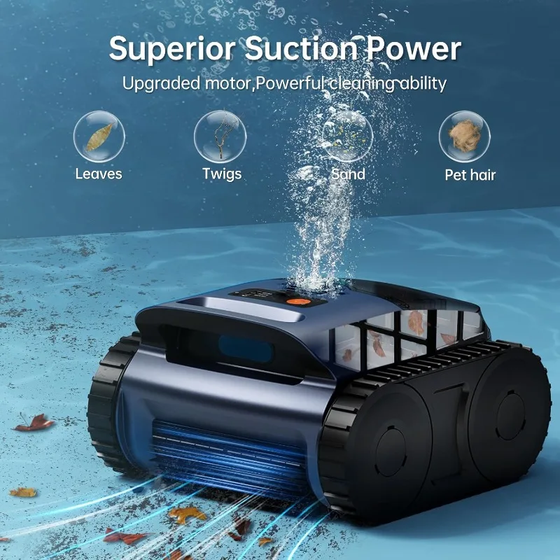 Cordless Pool Vacuum for Inground Pools: Robotic Pool Cleaner with Floor/Wall Climbing/Waterline Cleaning