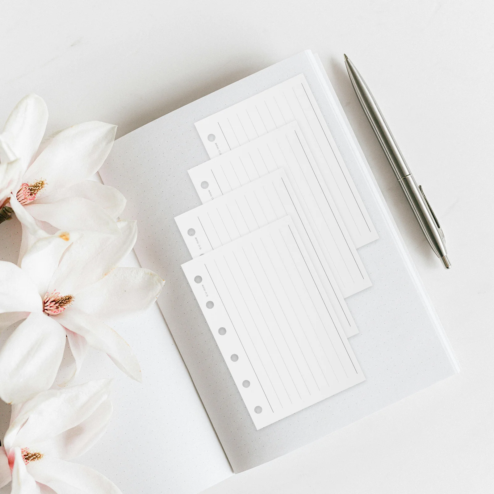 

A7 6 Hole Punched Ruled Filler Paper Blank Lined Journal Refill Inserts for Planner Notebook Organizer White Journal Refill