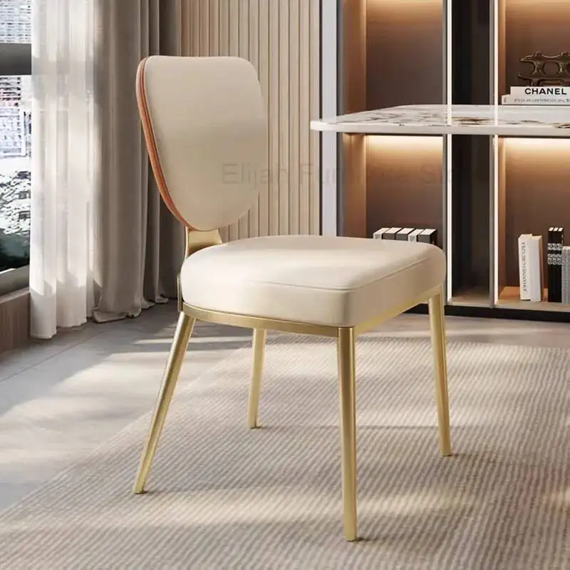 

Cushions Black Metal Legs Dining Chairs Modern Nordic Leather Restaurant Chair Events Italian Minimalist Silla Home Furniture