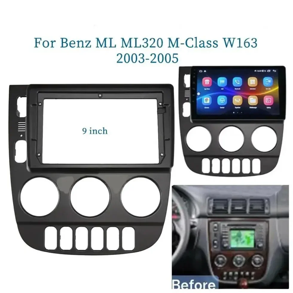 AUTODAILY 9 Inch Car Frame Fascia Adapter Android Radio Dash Fitting Panel Kit For Benz ML ML320 M-Class W163 2003-2005