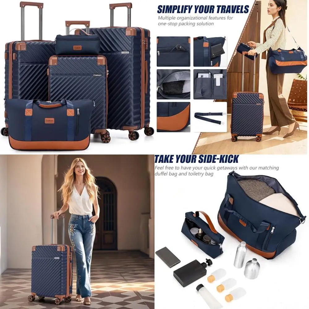 

Комплект багажа из 5 предметов с замком tsa и вращающимися колесами — жесткий чехол унисекс, коллекция чемоданов из АБС-пластика, легкий и водонепроницаемый дорожный h