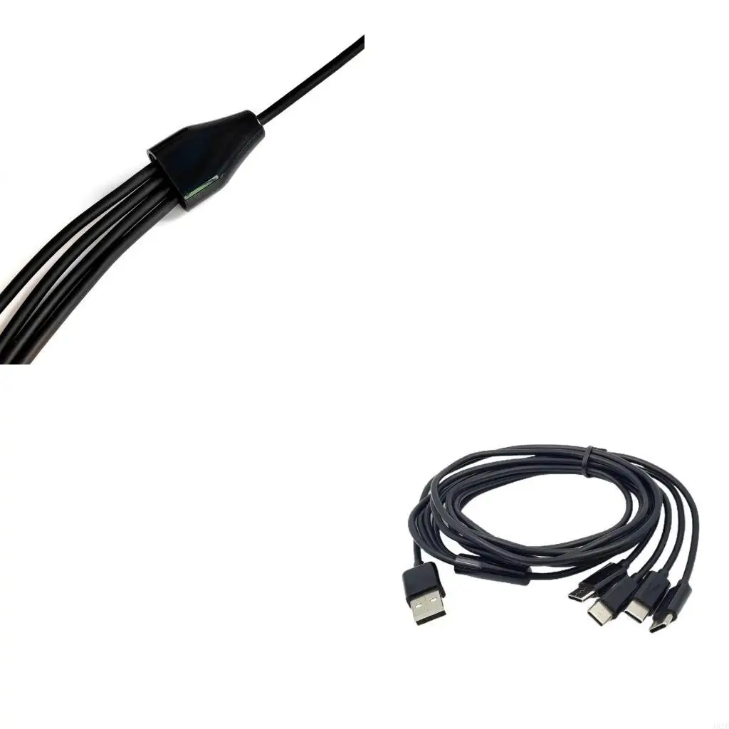 462E Nylon Braided USB C Splitter Cable with 4 Type-C Male Connectors, Faster Charging Cord Multi Cable Black/White