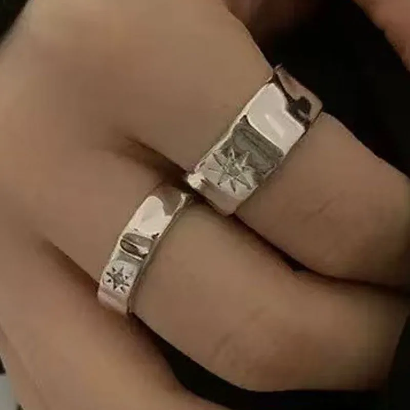 

925 Sterling Silver Luxury Jewelry Star Zircon Adjustable Rings For Women Ladies Wedding Engagement Wholesale Accessories