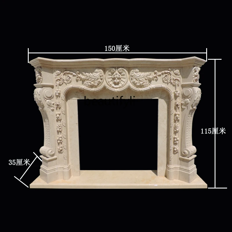 Marble European stone carving mantel French living room marble stone fireplace TV cabinet