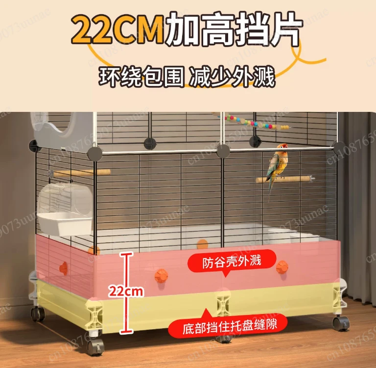 Large Bird Cage for Parrots Spacious Aviary with Standing Pole Luxury Cockatiel & Budgie Habitat Anti-Scatter Design Bird Villa