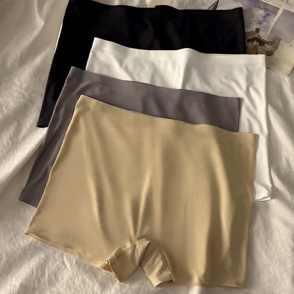 

4PCS Set Tummy Control High Waist Panty Shorts Invisible Comfortable Girls Boyleg Style Shorts Solid Color Breathable