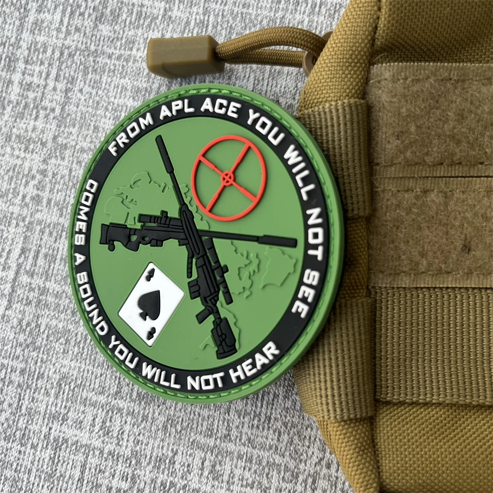 Penembak jitu Ace kartu senjata Patch PVC Morale lencana taktis Hook & Loop Patch militer UAV Armband stiker dekoratif untuk ransel topi