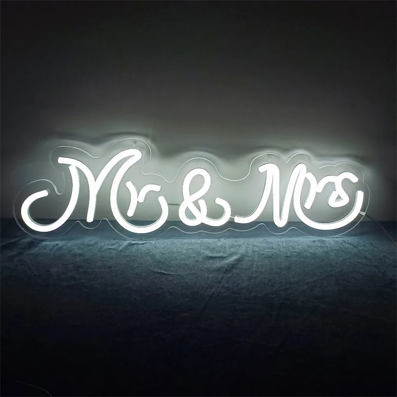 

Mr & Mrs Neon Sign Wedding LED Light Up Signs for Bridal Shower, Backdrop, Wall Decor Mr and Mrs Light Sign for Wedding