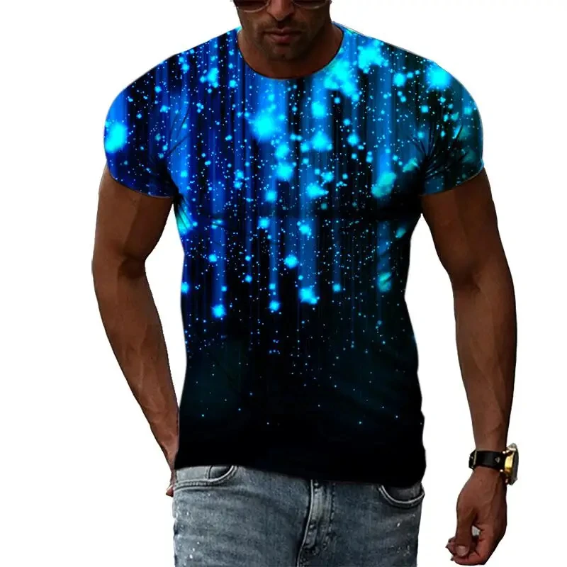 Fashion Men\'s T-shirt Multidimensional Graphic Tee For Men Casual 3D Print Harajuku Personality Round Neck Short Sleeve Top