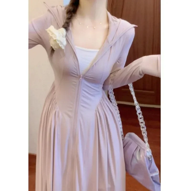 Ice Silk Sunscreen Long Hoodie Sun Protection Capes Long Skirt Jacket Anti UV Full Body Skirt Large Brim Hat Sunscreen