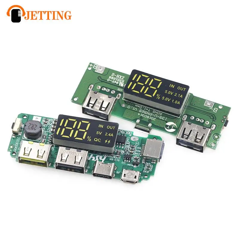 LED Dual USB 5V 2.4A Micro/Type-C USB Mobile Power Bank 18650 Charging Module Lithium Battery Charger Board