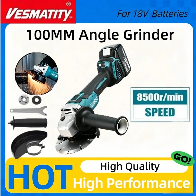 DGA404 100mm Brushless Cordless Angle Grinder Multifunctional Cutting Polishing Handheld Power Tool For Makita Battery