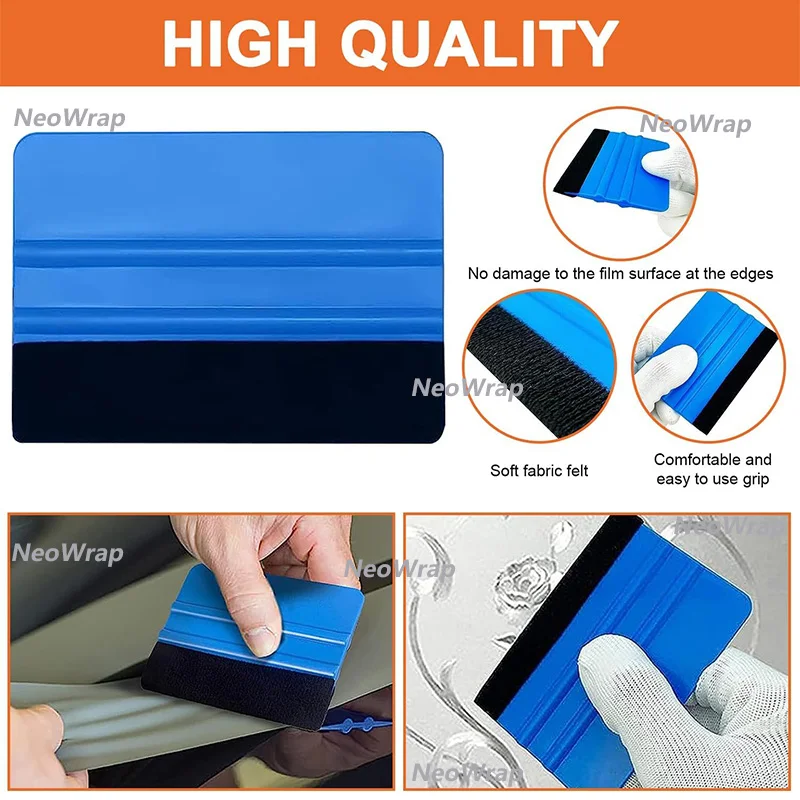 20Pcs/set Vinyl Wrap Squeegee 4 inch Felt Edge for Graphic Decal Wrapping Applicator Car Film Wallpaper Install Window Tint Tool