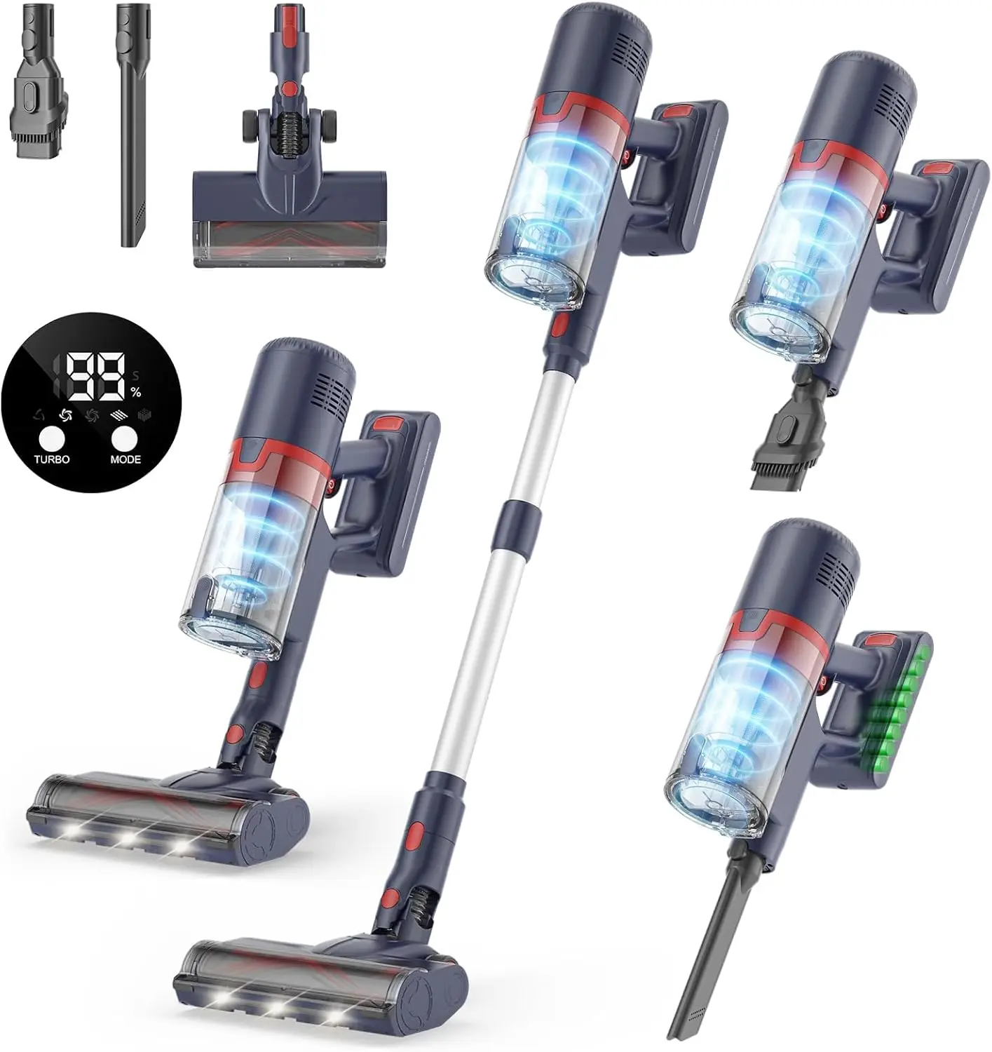 Cordless Vacuum Cleaner, 36Kpa Stick Vacuum Cleaner with Upgraded Cyclone System, 2-Mode Floor Head, 60 mins Detachable