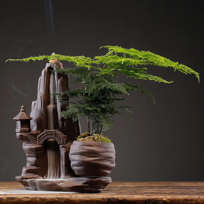 Purple Clay Backflow Incense Burner Aromatherapy Stove High Mountain and Flowing Water Decoration Creative Home Lucky Decoration