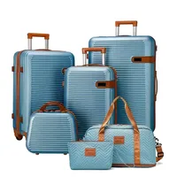 6-Piece Luggage Set: 20/24/28 Inch TSA-Approved Carry-On Suitcase +12Inch Vanity Case+Handbag+Clutch For Vacation Trip 5