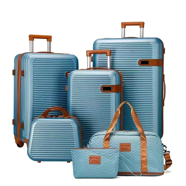 6-Piece Luggage Set: 20/24/28 Inch TSA-Approved Carry-On Suitcase +12Inch Vanity Case+Handbag+Clutch For Vacation Trip 5 6-Piece Luggage Set: 20/24/28 Inch TSA-Approved Carry-On Suitcase +12Inch Vanity Case+Handbag+Clutch For Vacation Trip – view 5