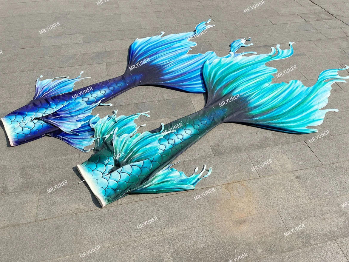 YUNER اليدوية المخصصة حورية البحر ذيل كبير ملابس السباحة المحيط اطلاق النار الكي بالإضافة إلى ذيل حورية البحر الغزل