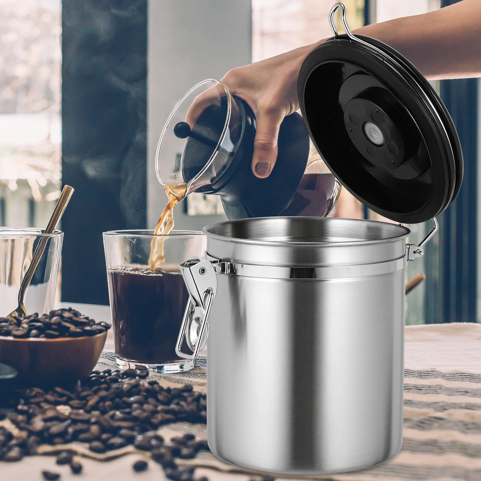 

1pc Stainless Steel Coffee Container Multifunctional Sealing Jar For Tea Sugar Salt Candy Storage Leakproof Food Storage
