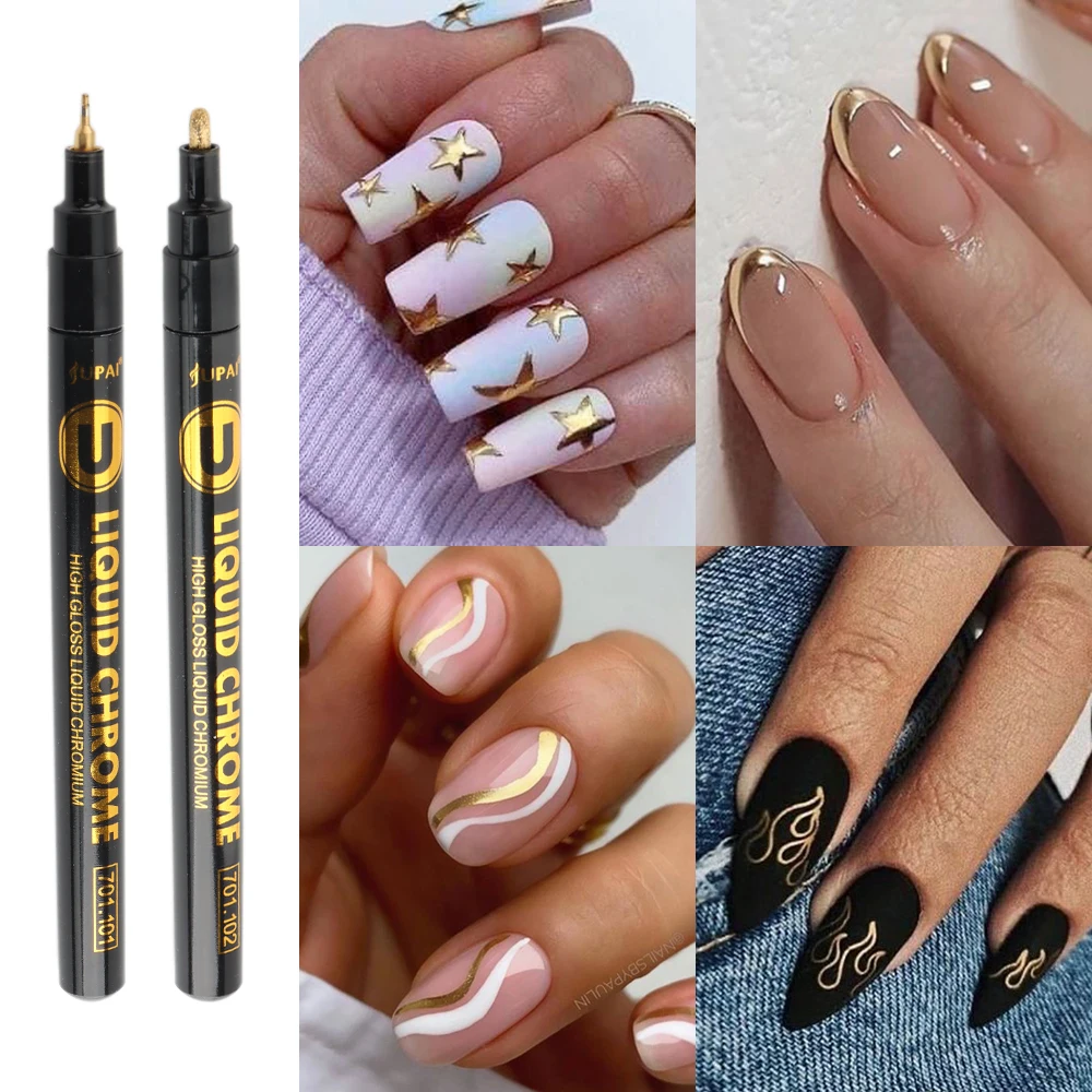 1 Pc Nail Art Graffiti Pen Gold Color UV Gel Polish Design Dot Painting Drawing Pen Liner Brush Nail DIY Flower Tools