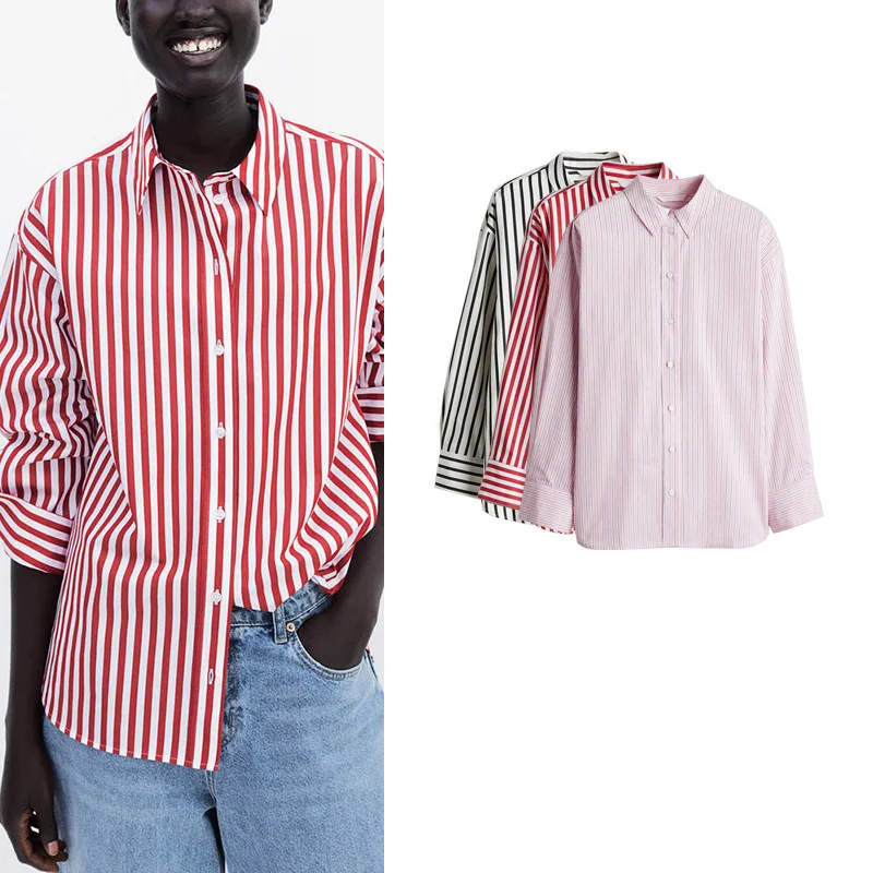 Csa Fena de Verão Nova, Solta, Moderna, Simples e Confortável, com Gola Dobrável, trada, Manga Longa, em Fibra de P...