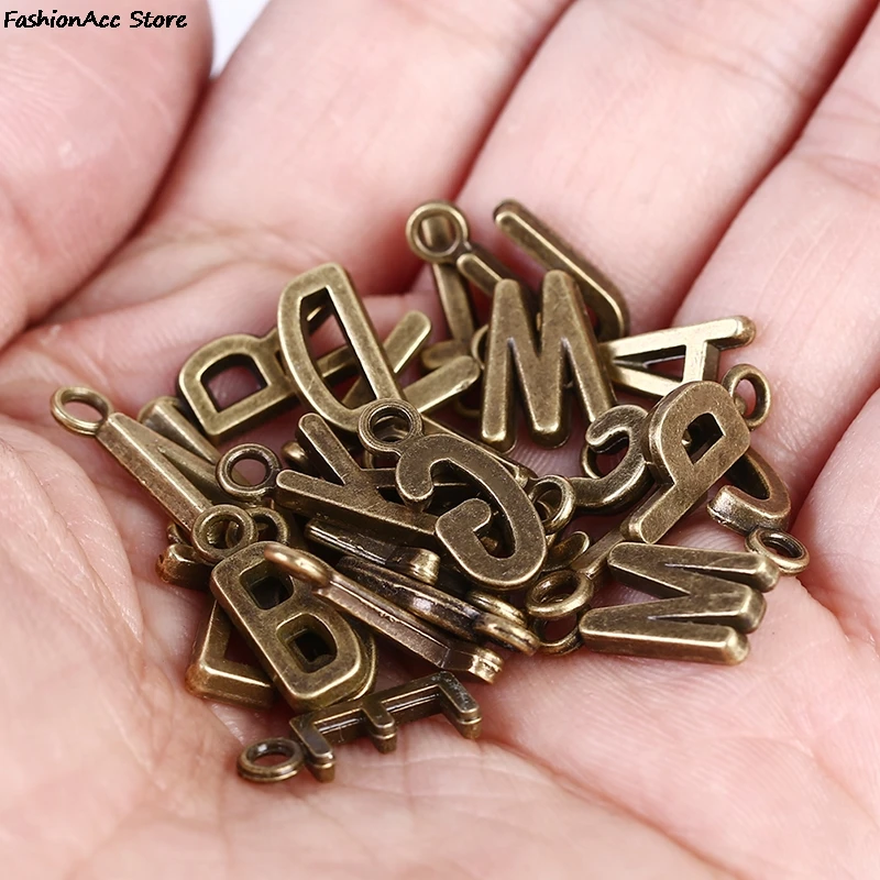 NEW 26Pcs Alphabet A-Z Charms Pendents Letters DIY Jewelry Findings Gold Bronze Silver Color For Jewelry Making