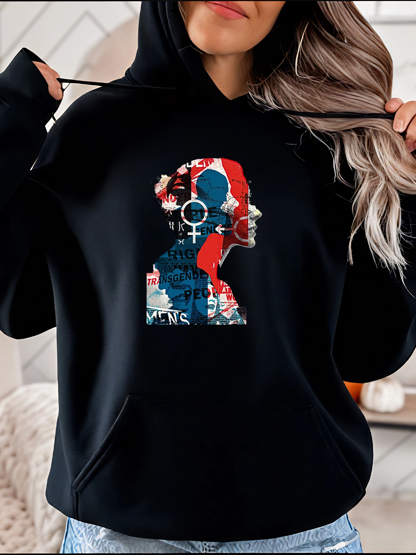 

Женская толстовка с капюшоном для трансгендеров и принтом флага гордости, повседневная толстовка, модная уличная одежда унисекс 280