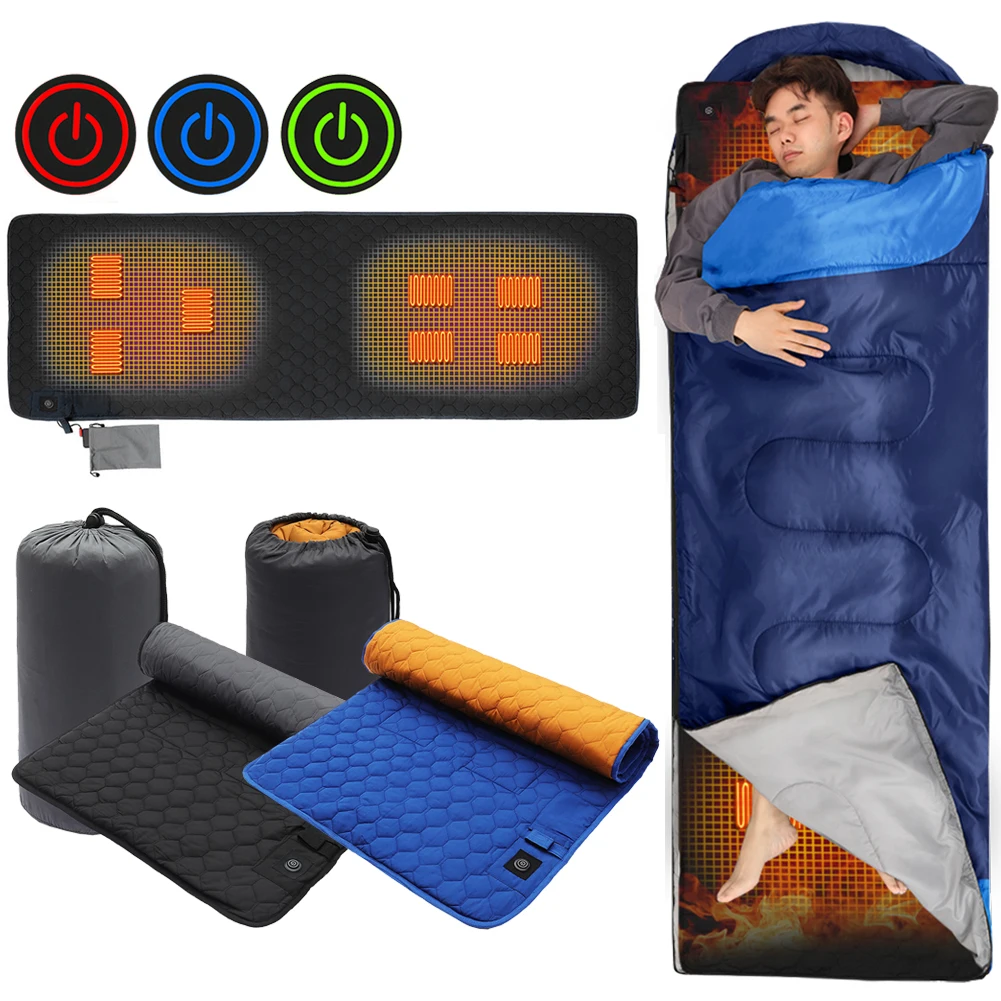 USB 7 Zones Camping Mattress Heated Blanket 38 To 65℃ Sleeping Heating Warmer Pad Outdoor Hiking Rechargeable Heated Folding Mat