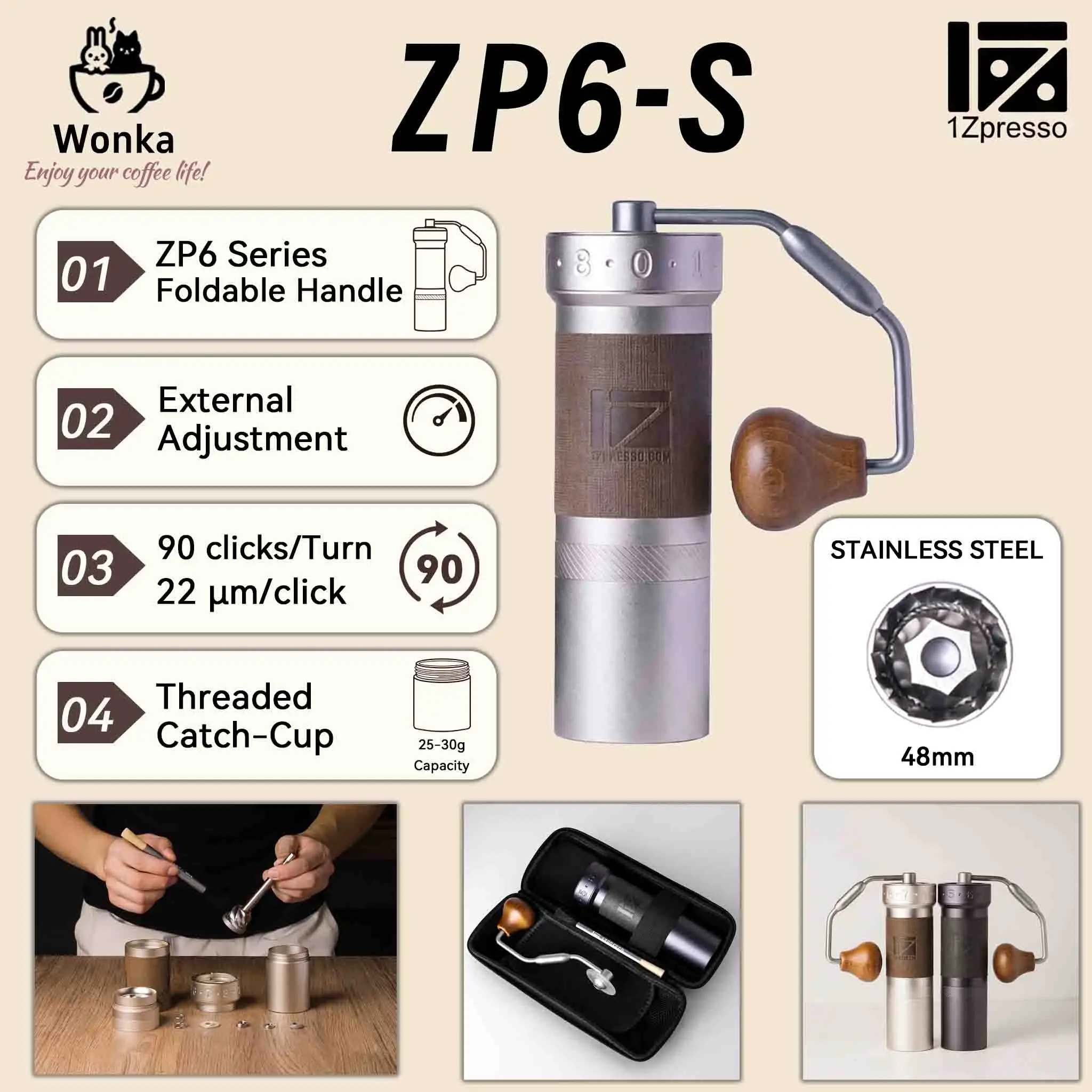 1Zpresso New ZP6-S Super Portable Coffee Grinder Coffee Mill