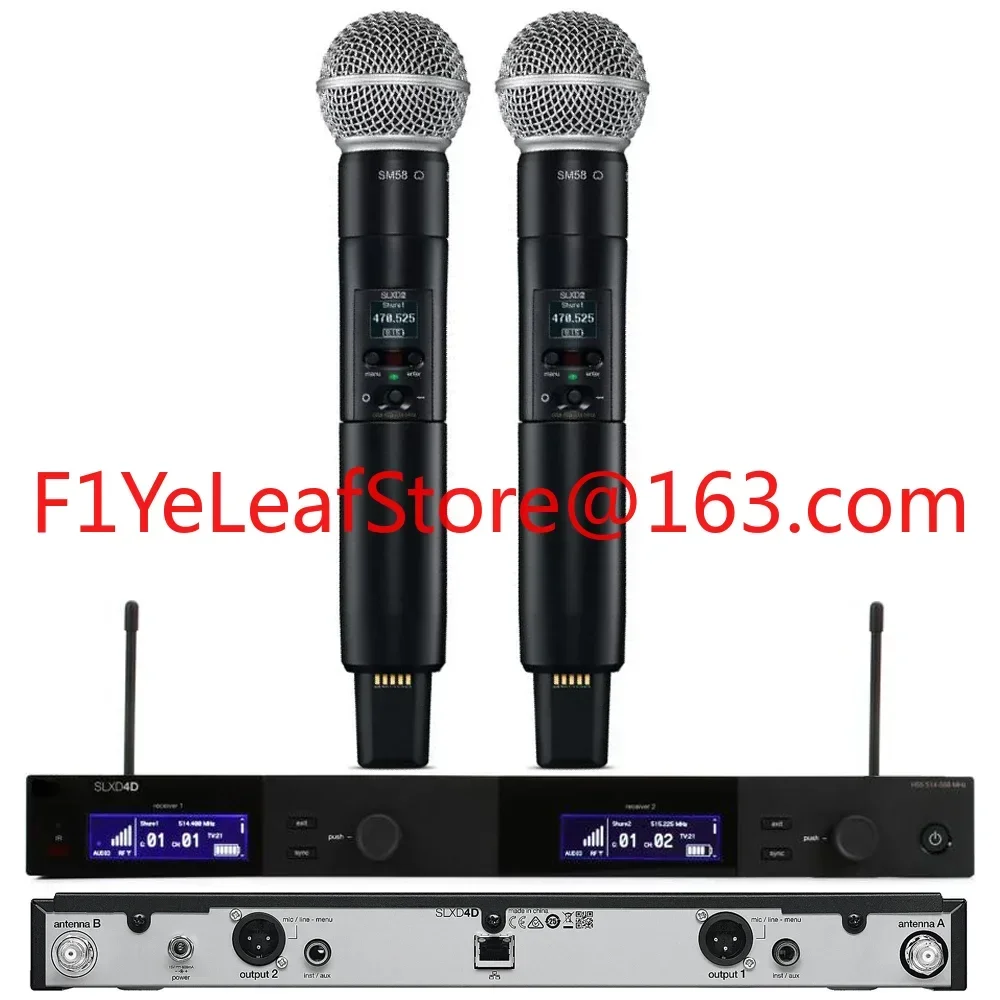 microphone mic Two Dual channel Digital Wireless Receiver working range of 100 meters 328 feet SLXD4D BETA58A BETA87A KSM8 KSM9